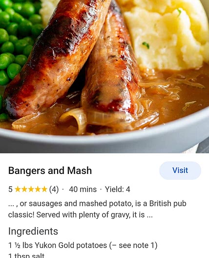 Mash and sausage