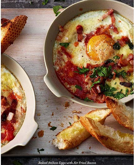 Baked Italian Eggs withAir Fried Bacon