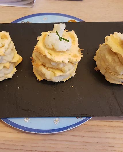 Parmesan Mille-feuilles with a cauliflower Humous filling - to be tried