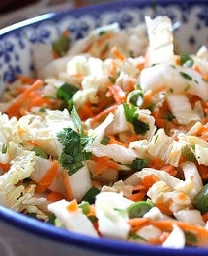 Spicy Asian Slaw Recipe with Napa Cabbage, Carrots & Ginger Dressing