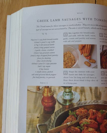 Greek lamb sausages with tomato sauce