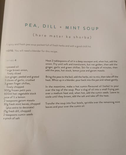 Pea dill mint soup