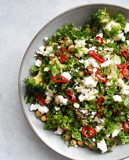 CHARRED BROCCOLI & ZUCCHINI WITH LEMON, CHILLI & ALMONDS — Wholesome by Sarah