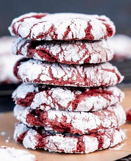 Red velvet crinkle cookies