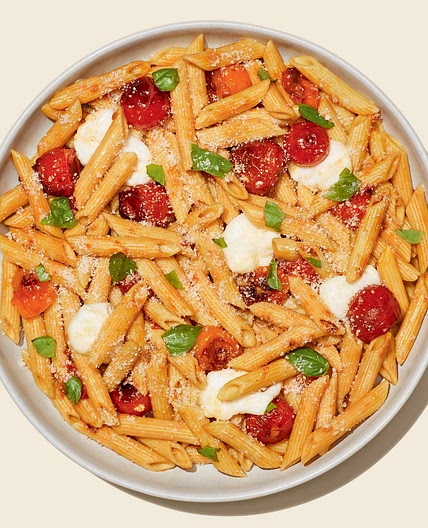 Penne with Smashed Tomato Sauce and Mozzarella