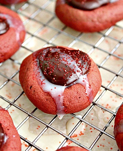 Red Velvet Thumbprint Cookies