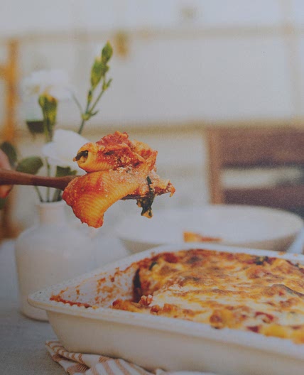 Coquilles géantes farcies au tofu, aux épinards & au fromage