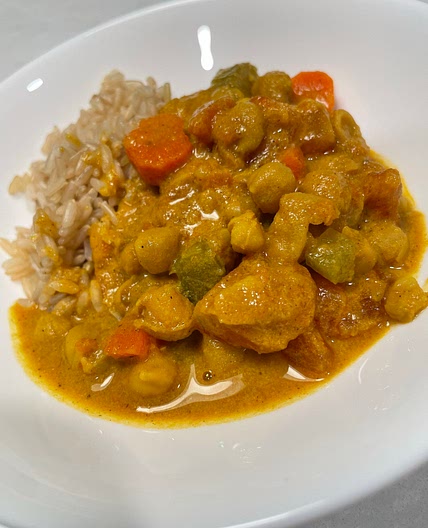 Curry Chickpeas & Brown Rice, Vegan