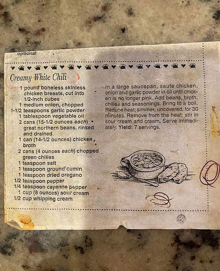Stacey's White Chicken Chili