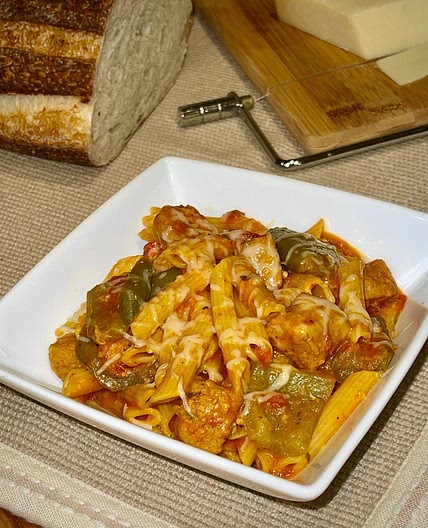 Plant-Based Sausage and Peppers Pasta (One Pot Recipe)