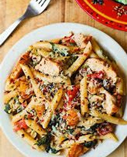 Penne Pasta with Spinach and Bacon