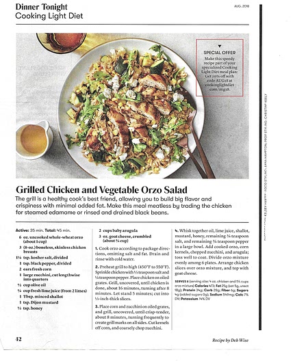 Grilled Chicken and Vegetable Orzo Salad