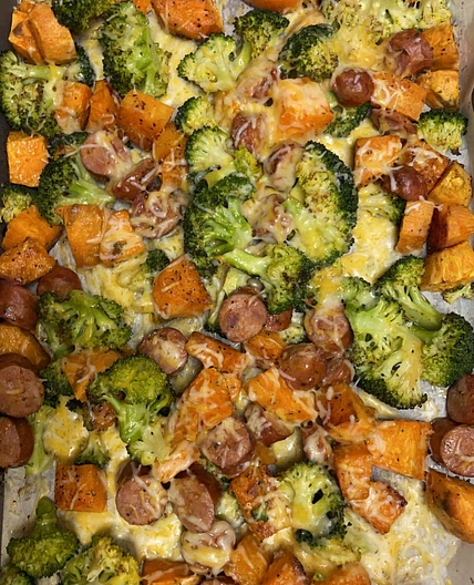 Chicken Sausage & Veggies One Tray Meal  