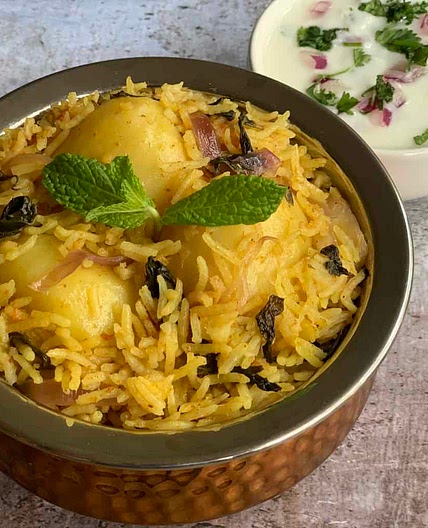 6. Potato Biryani and Cucumber Raita