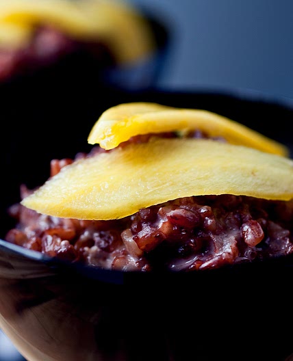 Red Coconut Rice Pudding With Mango