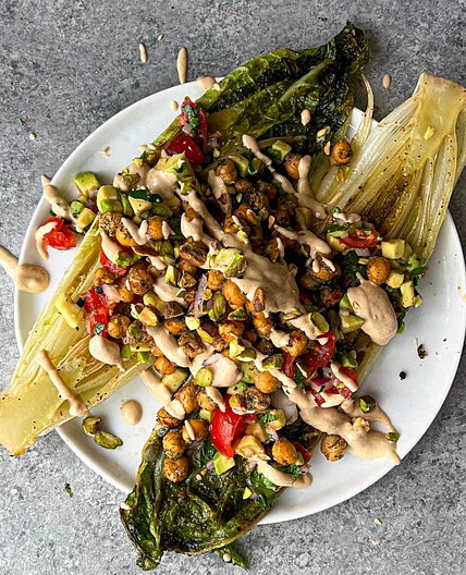 Roasted Romaine Salad w/ Crispy Ranch Chickpeas & Avocado Relish