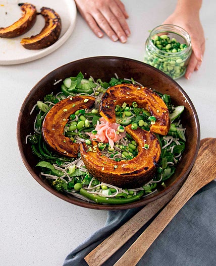 SOBA NOODLE SALAD WITH ROASTED MISO PUMPKIN