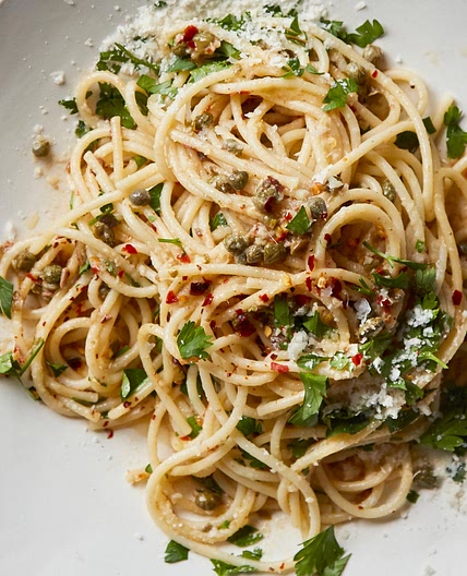 Midnight Pasta With Garlic, Anchovy, Capers and Red Pepper