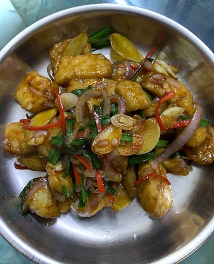 Fish Block with Onions 