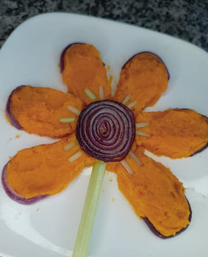 Roasted onions & sweet potato flower!