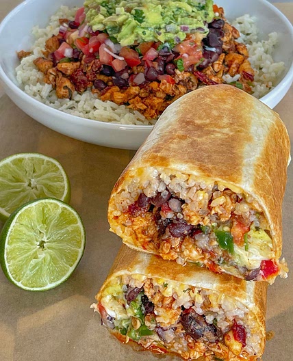 Chipotle chicken Burrito and burrito bowl 