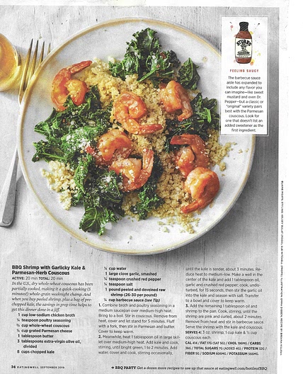 BBQ Shrimp with Garlicky Kale and Parmesan-Herb Couscous
