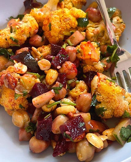 Beet Cauliflower Chickpea Salad