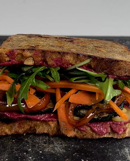 Mediterranean hummus veggie sandwich