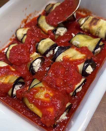 Auberginen Käse Röllchen