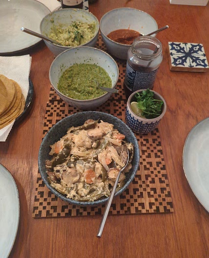 Rajas chillis and sour cream with aromatic herbs (tortilla filling)