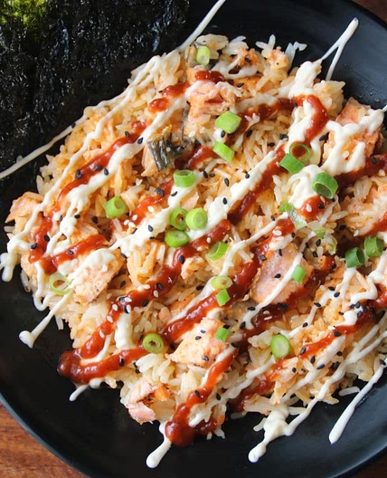No Cook Japanese-inspired Salmon and Rice Bowl