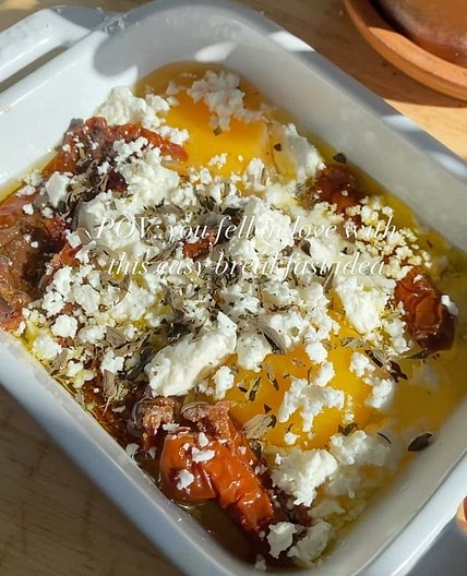 Simple Egg, Sun-dried Tomato, &amp; Feta Bake✨