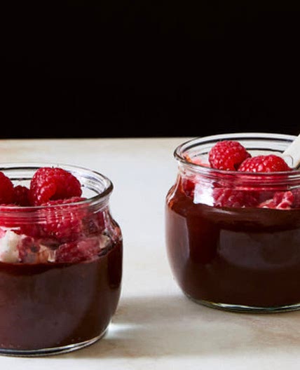 Chocolate Pudding With Raspberry Cream by Yossy Arefi