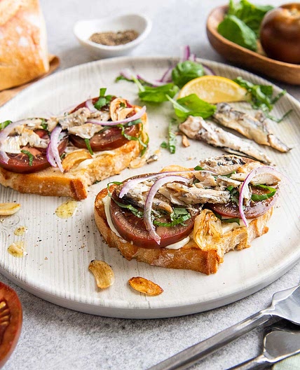 Sardine Toast with Heirloom Tomatoes