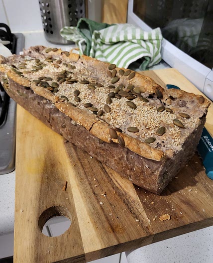 Bread loaf with seeds and walnuts