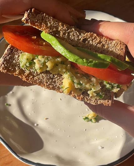 Hit SAVE on this recipe for what might be one of our favourite sandwiches ever. 56% of British people eat a sandwich at least once a day, and while the healthfulness of fillings may vary, this chickpea salad packed with plant protein, polyphenols and fibre