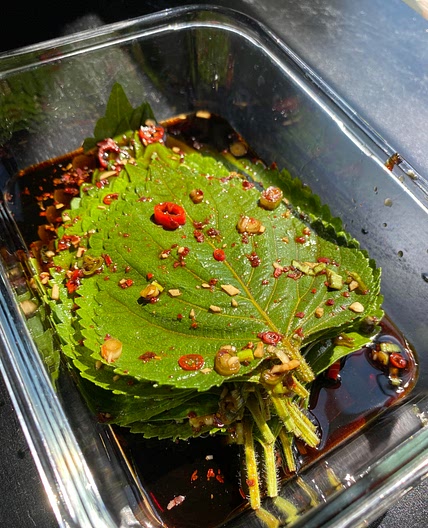 marinated perilla leaves