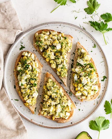 Avocado with eggs salad