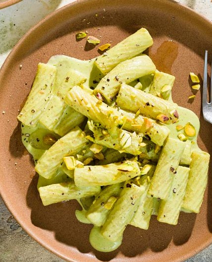 Rigatoni with Pistachio, Ricotta and Herb Pesto