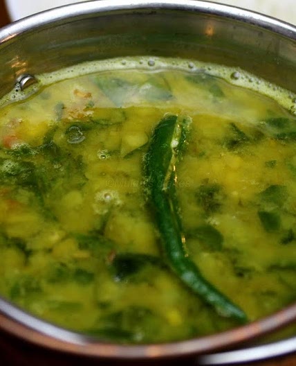 Spinach masoor dal (red lentils)