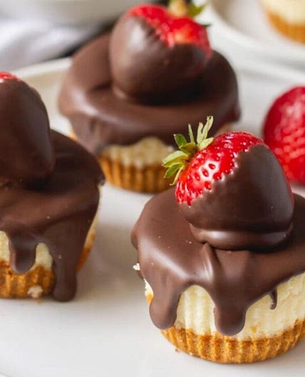 Strawberry Mini Cheesecakes Recipe With Chocolate Covered