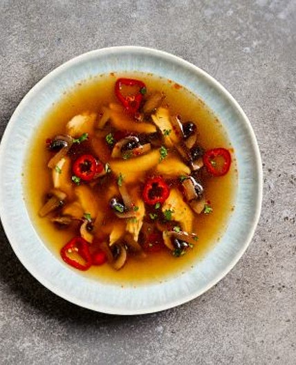 Thai Hot and Sour Soup with Chicken and Mushrooms