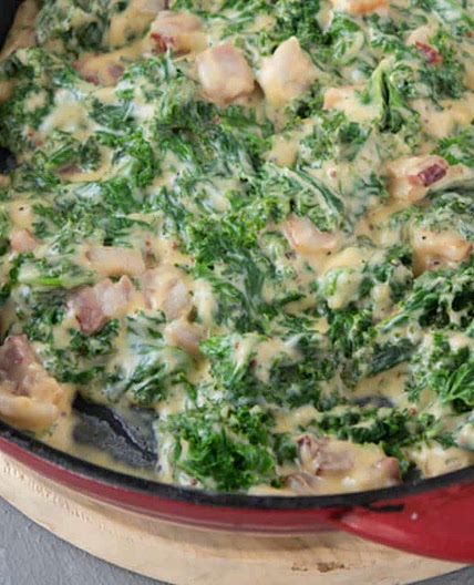 Stovetop Creamy Kale and Bacon Recipe