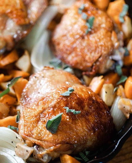 Maple Roasted Chicken With Sweet Potatoes And Apples