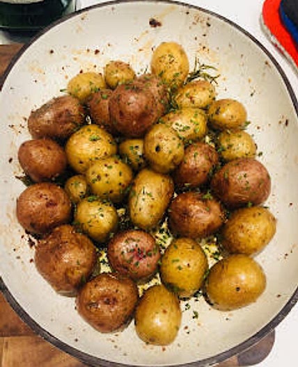 Garlic & Rosemary roasted baby potatoes