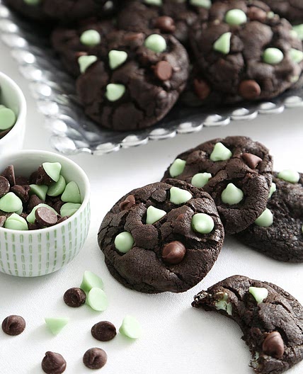 Double Chocolate Mint Chip Cookies