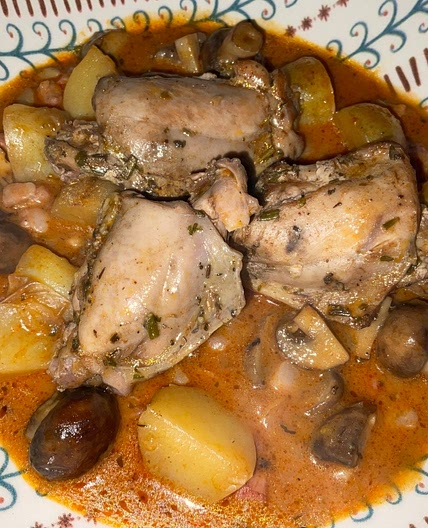 Pheasant, Bacon, Potato and mushroom One Pot