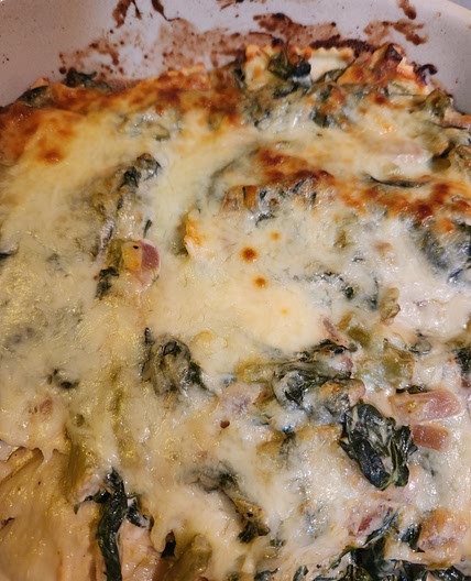 Spinah Artichoke Ravioli Bake