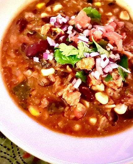 Vegan TVP Chili con Corn
