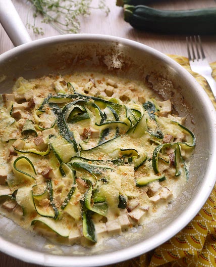 Tagliatelle courgette facon carbonara